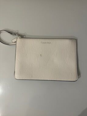 Calvin Klein Dove Grey Wristlet Saffiano Leather